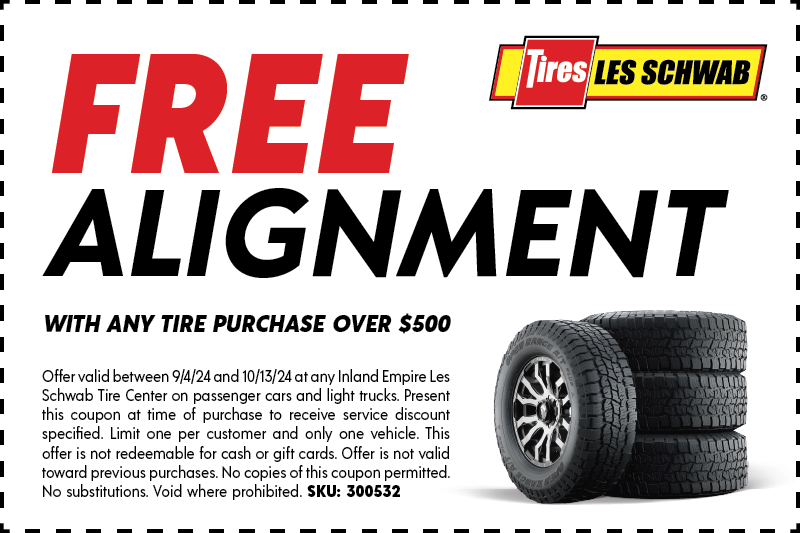 Free alignment with any tire purchase over $500