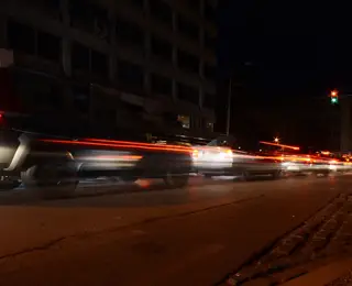 Cars braking at night