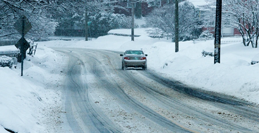 Cars driving in the snow