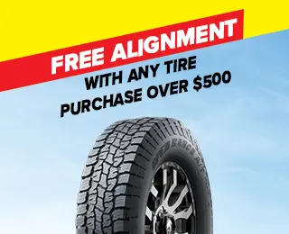 Free alignment with any tire purchase over $500